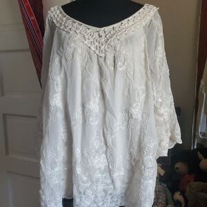 Gorgeous Cream Embroidered Blouse with Lace and Sequins